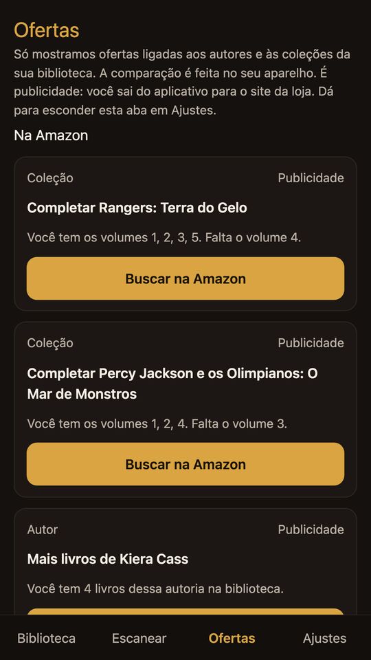 Aba Ofertas sugerindo completar uma coleção com o volume que falta